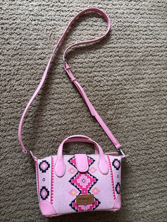 Wrangler Handbags - Wrangler Pink Geometric Embroidered Crossbody Bag
